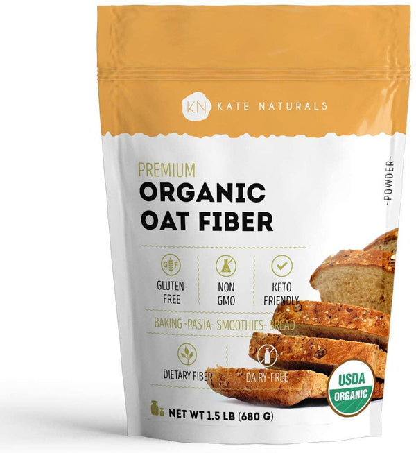 Oat Fiber Powder for Baking and Keto (1.5 lbs) - Kate Naturals. USDA Organic Fiber Supplement Powder, 100% Natural, Gluten-Free, Non-GMO. High in Fiber for Low Carb Keto. Natural Fiber Choice.