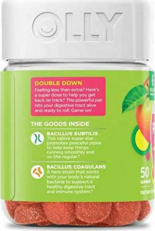 Olly Extra Strength Probiotic Gummy! 50 Gummies Juicy Apple Flavor! 6 Billion Probiotics Supplement! A Boost to Support Immune and Digestive Health! Choose from 1 Pack, 2 Pack or 3 Pack! (2 Pack)