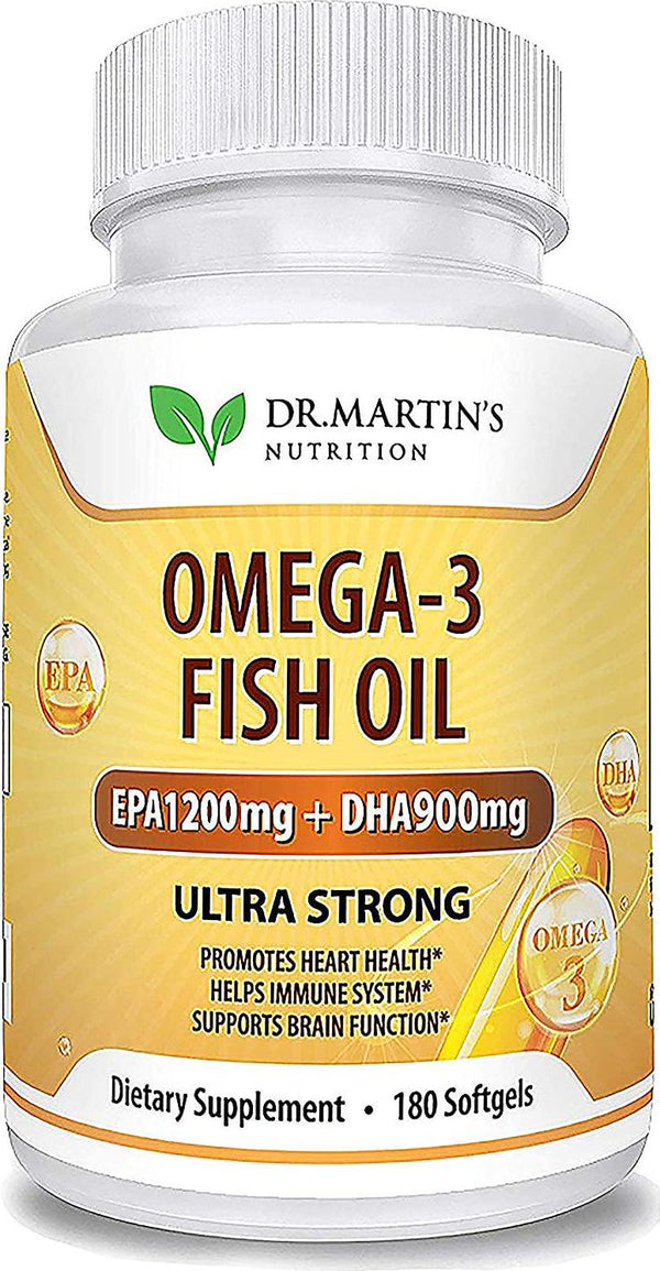 Omega-3 Fish Oil 3750mg Triple Strength - 180 Burpless Softgels | EPA 1200mg + DHA 900mg | Promotes Healthy Heart, Immune System, Eyes, Skin and Brain Function