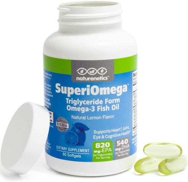 Omega 3 Fish Oil High in EPA DHA for Eye, Heart, Joint and Cognitive Health - SuperiOmega, The Gold Standard in Fish Oil Capsules - Triglyceride Form - Wild-Caught Fish - Lab Tested - 30-Day Supply