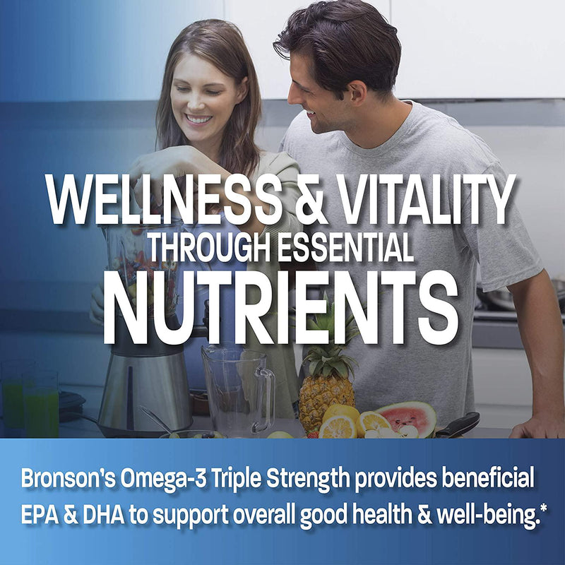 Omega 3 Fish Oil Triple Strength 2720 mg - High EPA 1250 mg DHA 488 mg - Heavy Metal Tested - Non GMO - 180 Softgels
