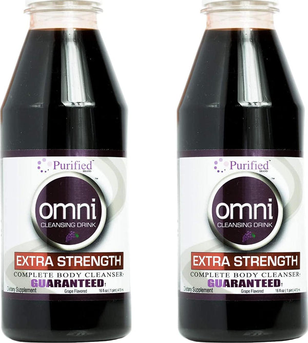 Omni Detox Cleanse Drink - Full Body Detox Juice - Grape Flavor - 100% Naturally Formulated Whole Body Detox System - Quick Body Cleanse Enriched with Vitamins and Minerals, 16 oz - Two Pack