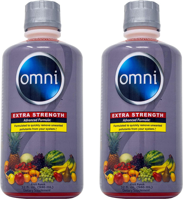 Omni Detox Drink, Extra Strength Cleansing-Potent Deep System Cleanser Fruit Punch Flavor (32 oz) 2 Pack (64 Oz Total)