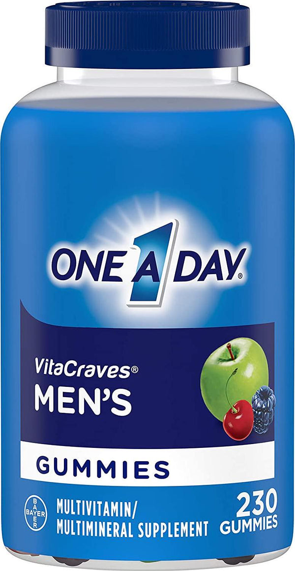 One A Day Men s VitaCraves Multivitamin Gummies, Supplement with Vitamins A, C, E, B6, B12, and Vitamin D, 230 Count