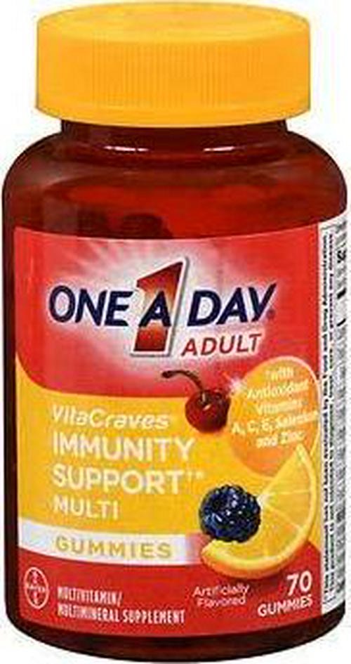 One A Day VitaCraves Immunity Support Multivitamin Gummies*, Supplement with Vitamins A, Vitamin C, Vitamin D, B6, B12, Zinc and more, 70 Count