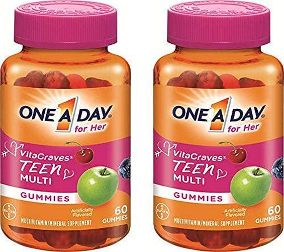 One A Day Vitacraves Teen for Her, 60 Count - Buy Packs and SAVE (Pack of 2)