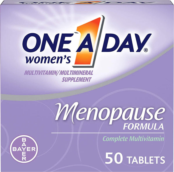 One A Day Women&#039;s Menopause Multivitamin with Vitamin A, Vitamin C, Vitamin D, Vitamin E and Zinc for Immune Health Support*, Biotin, B6, B12, and Soybean Isoflavones to Reduce Hot Flashes, 50 Count