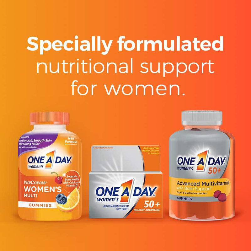 One A Day Women's 50+gummies Advanced Multivitamin With Brainsupport,super8 Bvitamincomplex,110count, strawberry, 110 Count