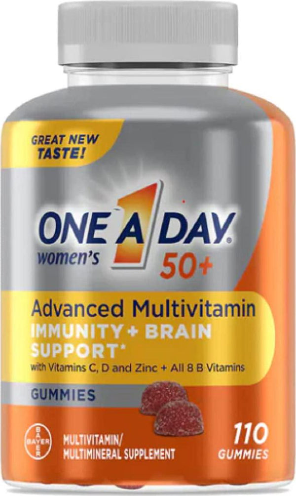 One A Day Women's 50+gummies Advanced Multivitamin With Brainsupport,super8 Bvitamincomplex,110count, strawberry, 110 Count