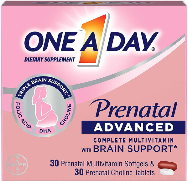 One A Day prenatal advanced multivitamin with choline, dha, folic acid and iron, 30+30 count, 30 Count