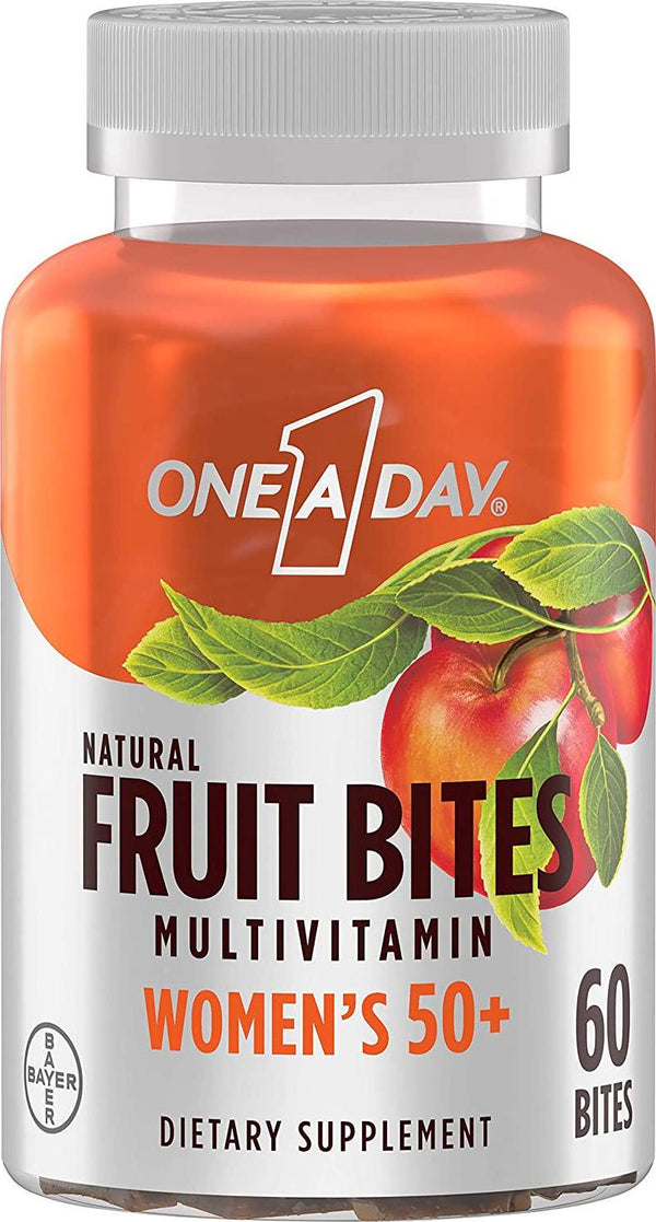 One A Day women's 50+ natural fruit bites multivitamin, 60 count, apple, 60 Count