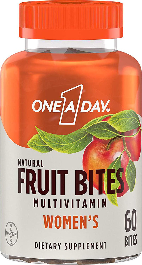 One A Day women's natural fruit bites multivitamin, 60 count, apple, 60 Count