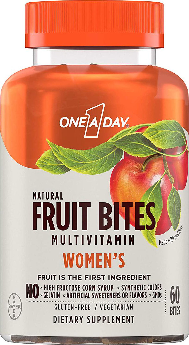 One A Day women's natural fruit bites multivitamin, 60 count, apple, 60 Count