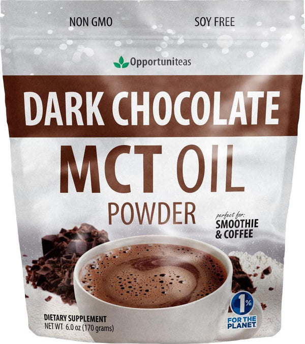 Opportuniteas MCT Oil Powder, Keto Creamer for Coffee, Tea, Drinks&Smoothies, Low Carb Keto Friendly, Boost Energy&Mental Focus, Supplement for Ketogenic Diet, Gluten Free&Non-GMO, Dark Chocolate 6 oz