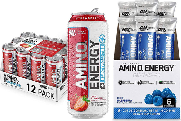 Optimum Nutrition Amino Energy + Electrolytes Sparkling Hydration Drink - Pre Workout, BCAA, Keto Friendly, Energy Powder