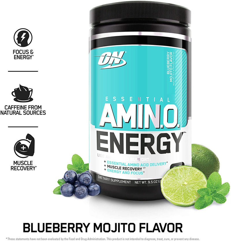 Optimum Nutrition Amino Energy - Pre Workout with Green Tea, BCAA, Amino Acids, Keto Friendly, Green Coffee Extract, Energy Powder - Blueberry Mojito, 30 Servings