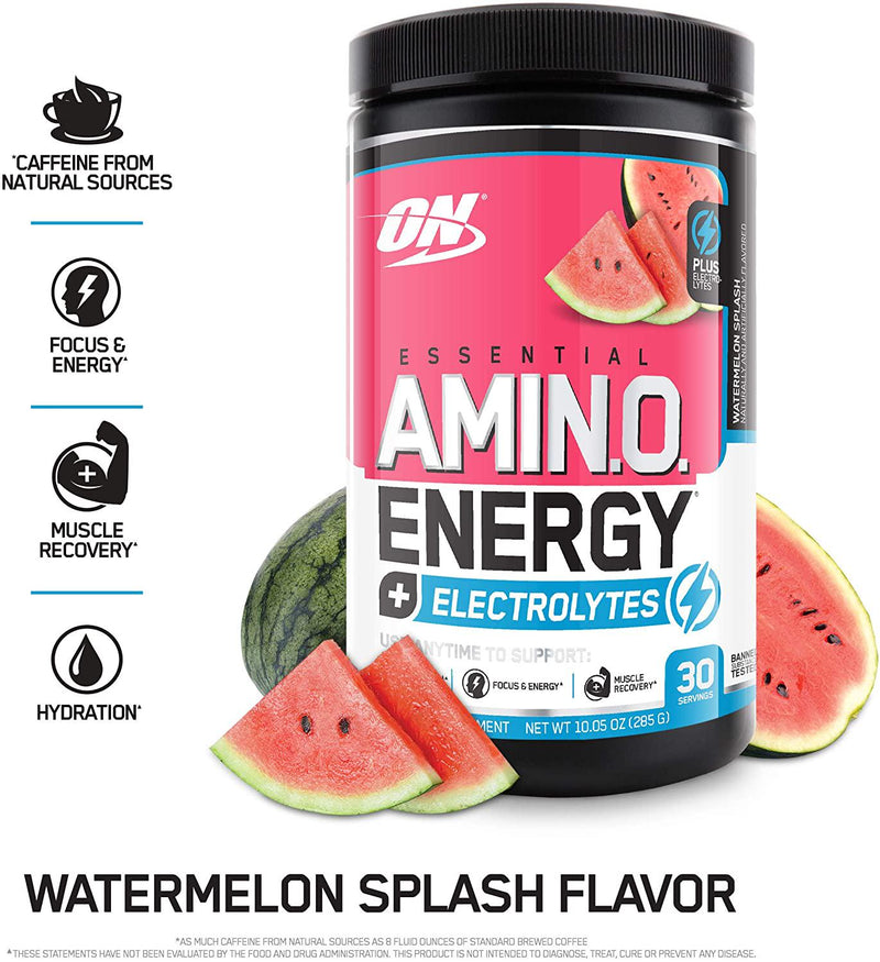 Optimum Nutrition Amino Energy + Electrolytes, Watermelon Splash, 285 Gram 30 Serves