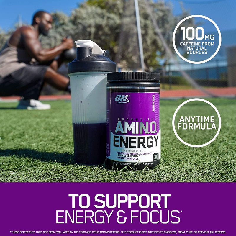 Optimum Nutrition Amino Energy - Pre Workout with Green Tea, BCAA, Amino Acids, Keto Friendly, Green Coffee Extract, Energy Powder - Peach Lemonade, 30 Servings
