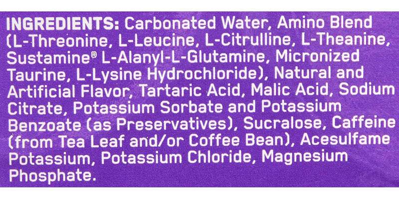 Optimum Nutrition Amino Energy + Electrolytes Sparkling Hydration Drink, Grape, 355ml, 12 Pack