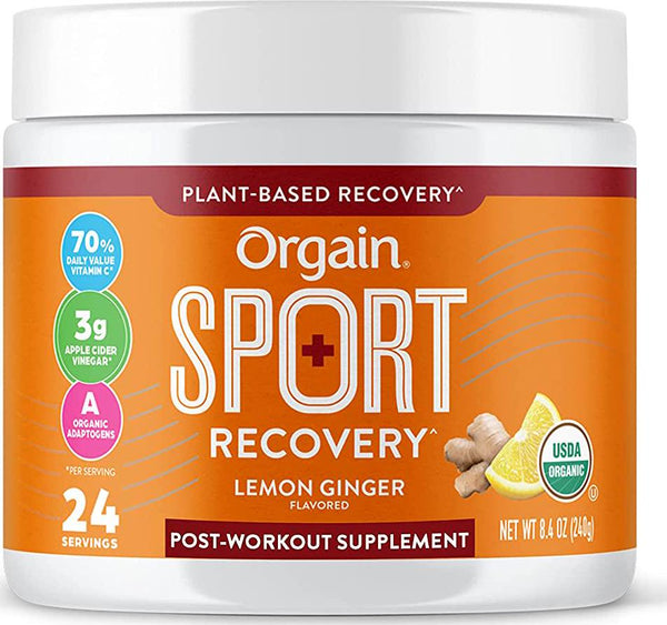 Orgain Lemonade Sport Recovery Post-Workout Powder - Made with Apple Cider Vinegar, Turmeric, Ginger, and Ashwaganda, Gluten Free, Non-GMO, Vegan, Dairy and Soy Free - 0.53 lbs (Packaging May Vary)