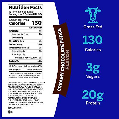 Orgain Organic Nutritional Shake, Sweet Vanilla Bean - Meal Replacement, 16g Protein, 11 Ounce, 12 Count& Grass Fed Clean Protein Shake, Creamy Chocolate Fudge - Meal Replacement, 11 oz, 12 Count