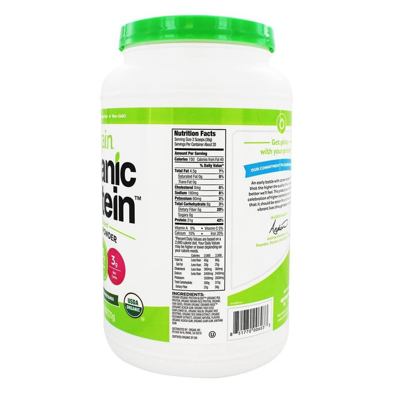 Orgain Organic Plant Based Protein Powder, Natural Unsweetened - Vegan, Low Net Carbs, 1.59 Pound and Organic Green Superfoods Powder, Original - Antioxidants, 1 Billion Probiotics, 0.62 Pound