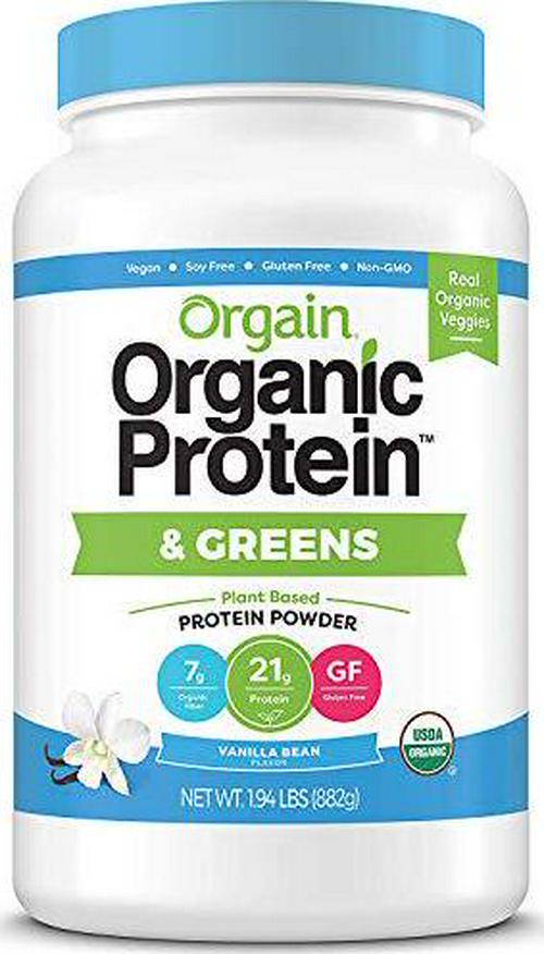 Orgain Organic Plant Based Protein and Greens Powder, Vanilla Bean - 1.94 Pound and Organic Plant Based Protein Powder, Creamy Chocolate Fudge - Vegan, Low Net Carbs, Non Dairy, 2.03 Pound