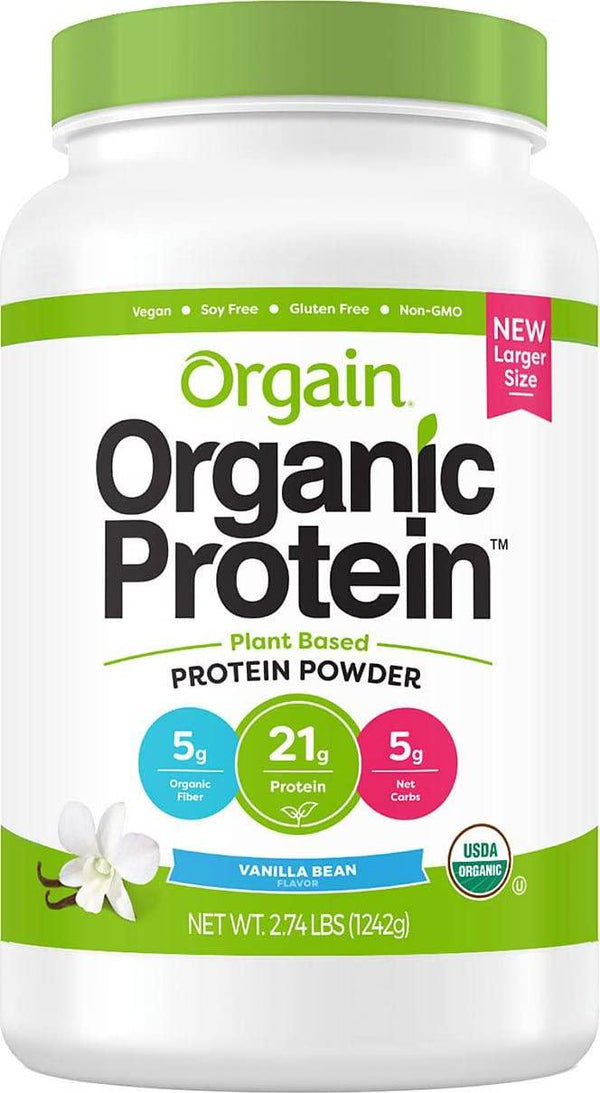 Orgain Organic Plant Based Protein Powder, Vanilla Bean, 2.74 lb