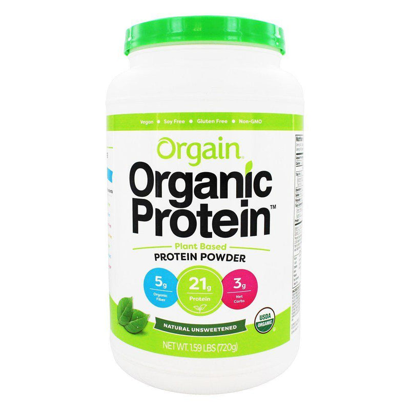 Orgain Organic Plant Based Protein Powder, Natural Unsweetened - Vegan, Low Net Carbs, 1.59 Pound and Organic Plant Based Protein + Superfoods Powder, Vanilla Bean - Vegan, Non Dairy, 2.02 lb
