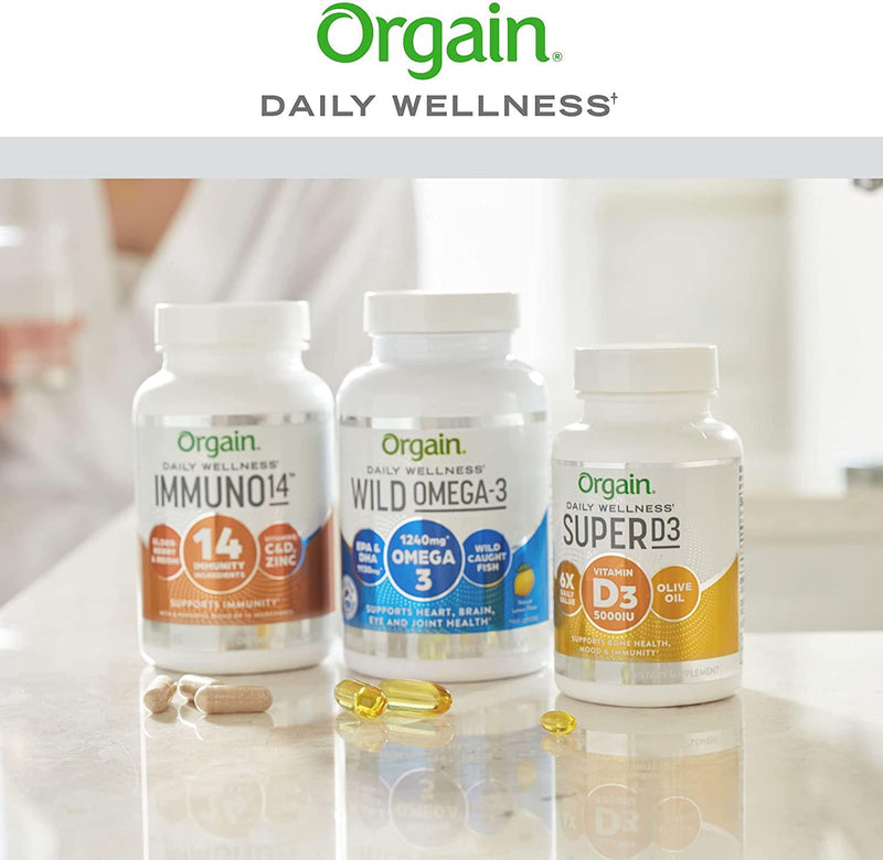 Orgain Super D3 Supplement with 5,000 IU/125mcg of D3 and Organic Olive Oil, Supports Bone Health and Mood, No Artificial Flavors or Presevatives, No Soy or Gluten, Non-GMO, 240 Count