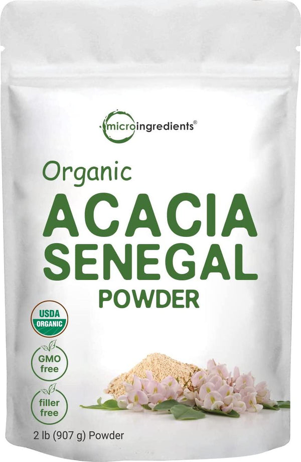 Organic Acacia Senegal Powder, 2 Pounds (32 Ounce), Instant Soluble Fiber Powder, Plant-Based Prebiotic Superfood for Gut Health, Non-GMO, No Gluten, Vegan