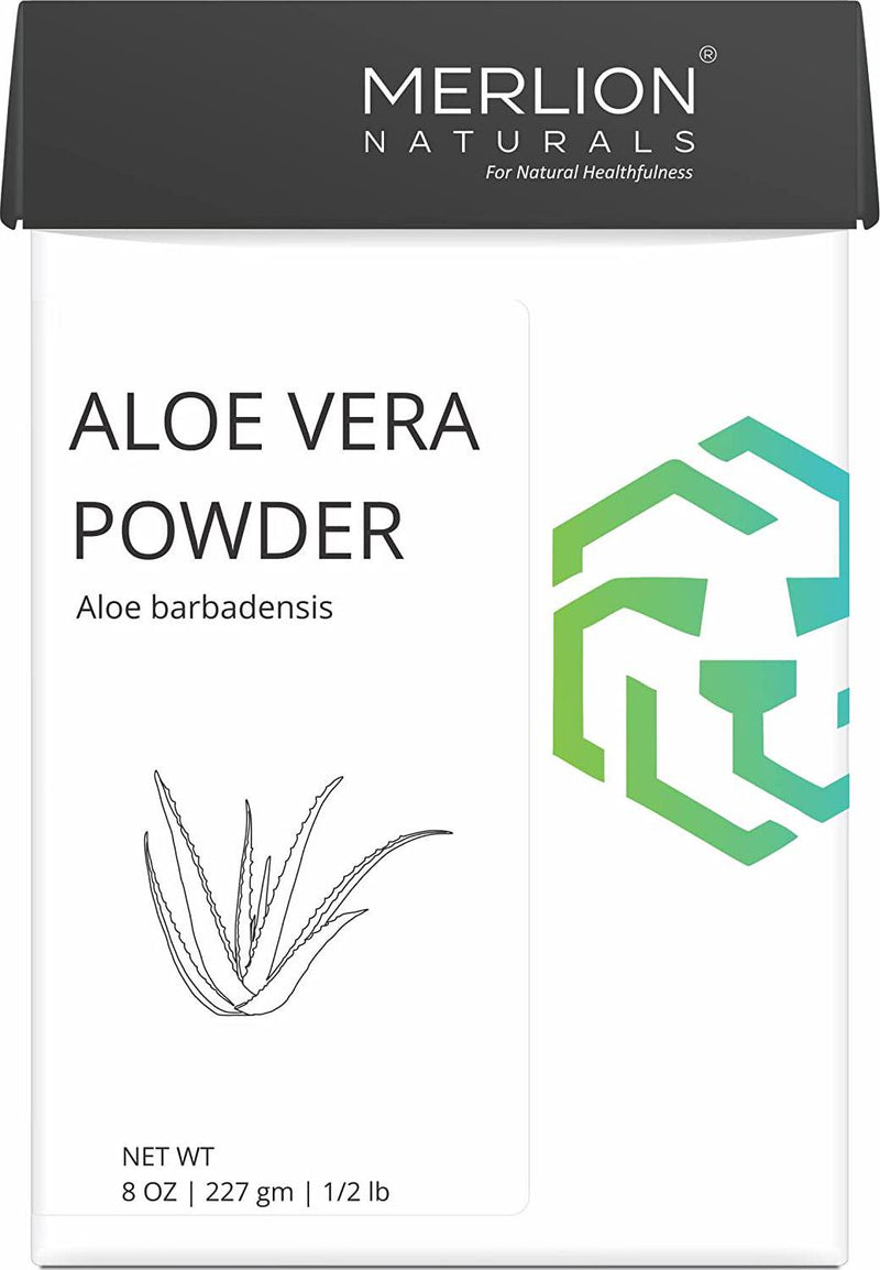Organic Aloe Vera Powder by MERLION NATURALS | Aloe Barbadensis | Certified Organic (227 gm)