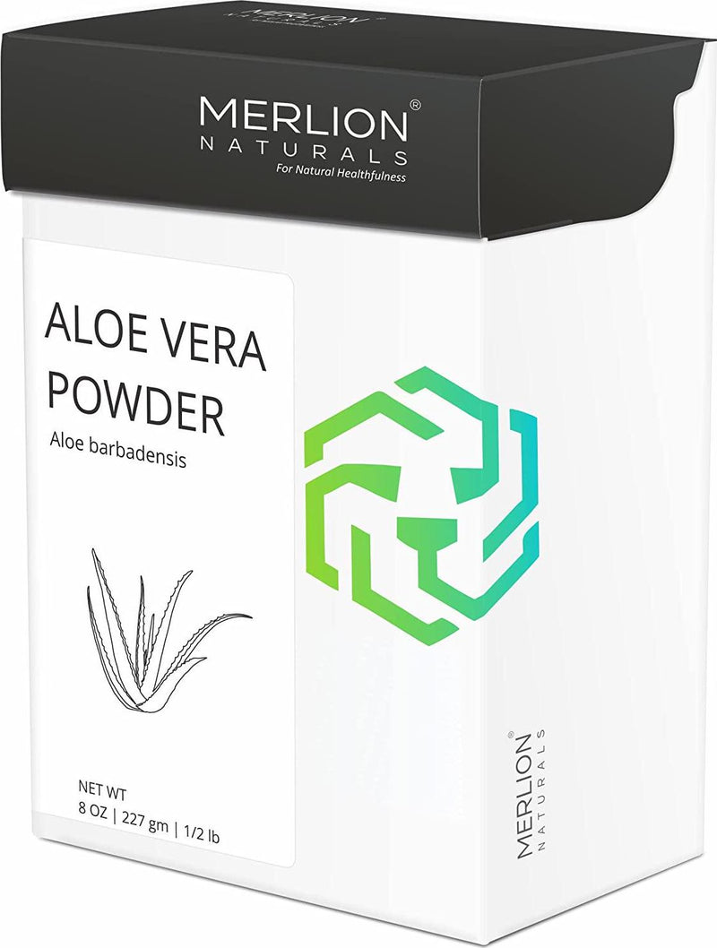 Organic Aloe Vera Powder by MERLION NATURALS | Aloe Barbadensis | Certified Organic (227 gm)