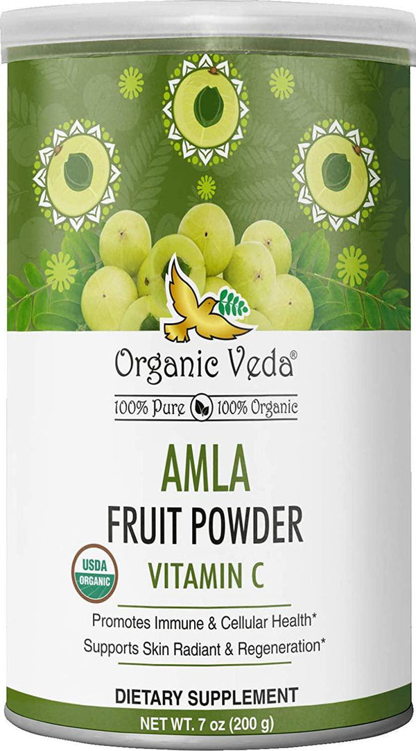 Organic Amla Fruit Powder 7Oz. USDA Certified Organic 100% Pure and Natural Super Food Supplement. Non GMO, Gluten Free