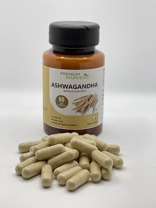 Organic Ashwagandha 900 MG - 60 Vegan Capsules - Premium Ayurvedic