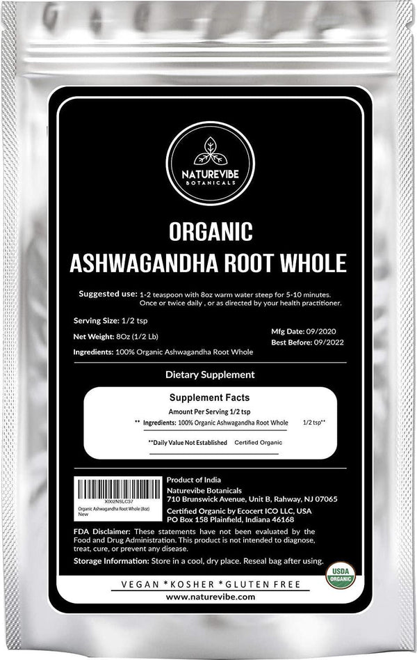 Organic Ashwagandha Root Whole (8oz)