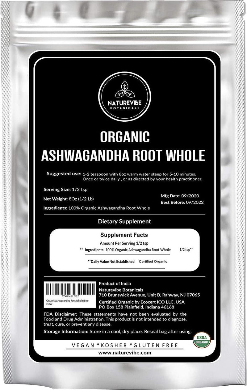 Organic Ashwagandha Root Whole (8oz)