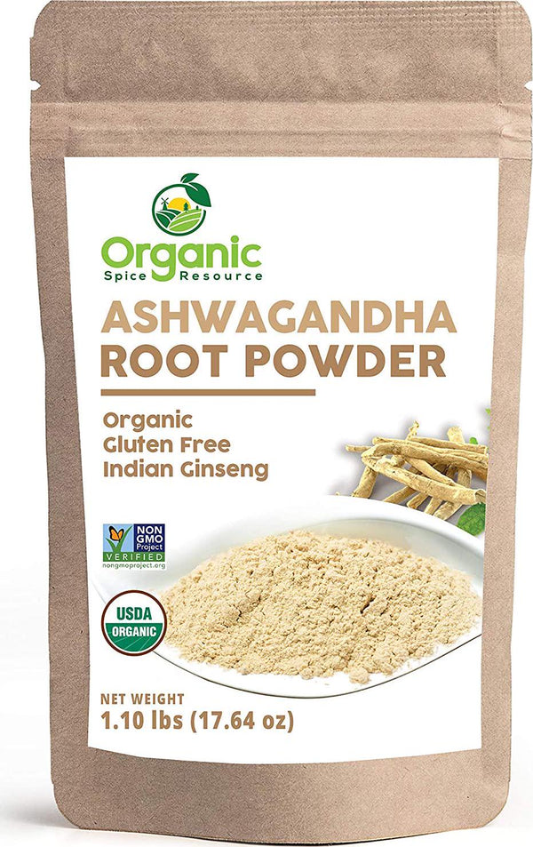 Organic Ashwagandha Root Powder - 1.10 lbs (17.64 oz) or 8oz | Lab Tested for Purity | Resealable Kraft Bag, Non-GMO, Indian Ginseng, Withania Somnifera -100% Raw from India, by SHOPOSR