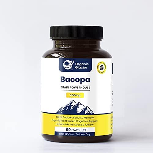 Organic Bacopa Monnieri (Bramhi) Capsules : Intellect-Enhancing Herb - Organic Glacier (120 Capsules)