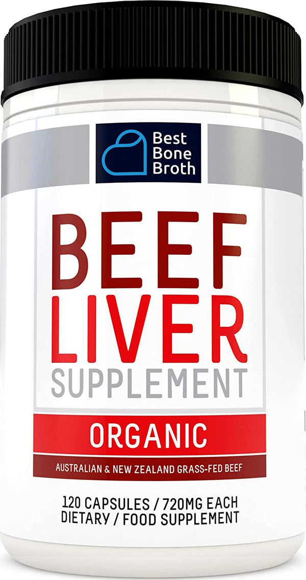 Organic Beef Liver Capsules (30 Day Serving) - Freeze Dried Dessicated Grass-Fed Formula Beef Liver Energy Boost Supplements - Iron, Vitamin A and B12