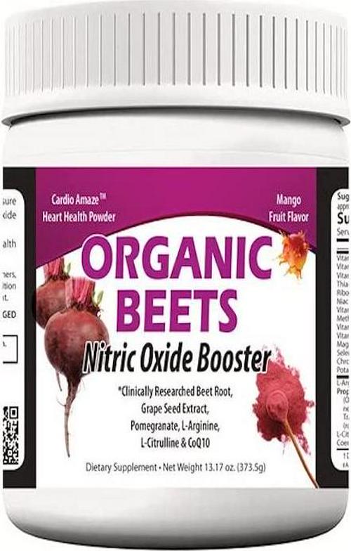 Organic Beet Root 500mg - Extra Strength L-Arginine 5000mg - L-Citrulline 1000mg - Hawthorn, Cardio Heart Health - 12.5 Grams Per Serving - Mango
