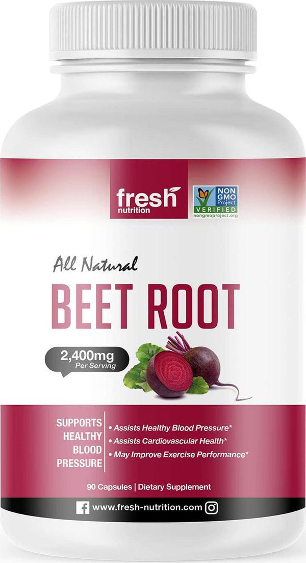 Organic Beet Root Capsules - Strongest DNA Verified 2400mg Per Serving - Nitric Oxide Booster, Healthy Blood Pressure, Improved Cardiovascular and Exercise Performance, Anti-Inflammatory; Vegan Friendly