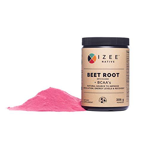 Organic Beet Root Powder by Izee Native | 306 g BCAAs Amino Acids Post Workout Recovery Drink | Natural Beet Root Powder + BCAAs Helps Improve Circulation and Energy