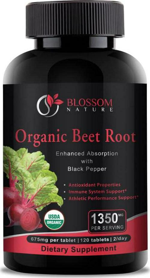 Organic Beet Root Supplement 1350mg with Black Pepper-Nitric Oxide Booster,Supports Healthy Blood Pressure,Athletic Performance,Digestive&Immune Systems-120 Tablets,650mg of Beetroot Powder per Tablet