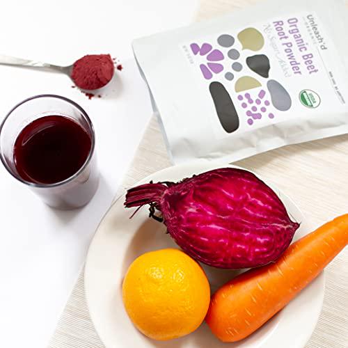 Organic Beetroot Powder 1LB by UNLEASH'D ORGANIC Natural Nitric Oxide Booster Superfood USDA Organic Beet Root Powder 16 oz