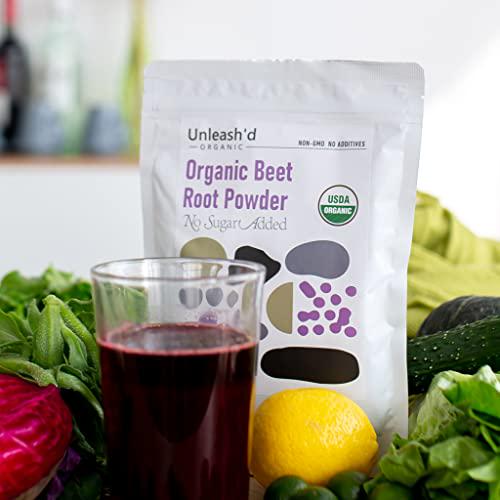 Organic Beetroot Powder 1LB by UNLEASH'D ORGANIC Natural Nitric Oxide Booster Superfood USDA Organic Beet Root Powder 16 oz