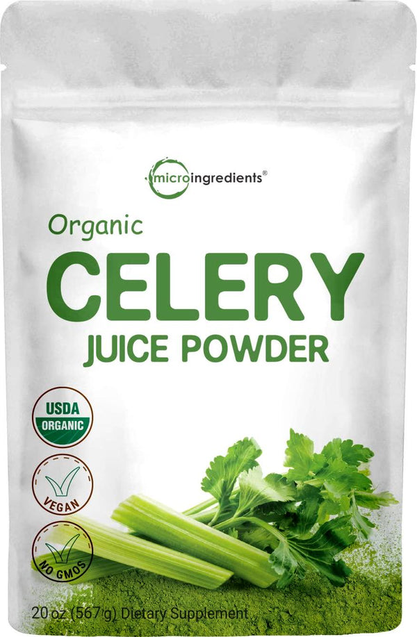 Organic Celery Juice Powder, 20 Ounce (1.25 Pound), 71 Serving, Celery Detox and Cold Pressed, Boosts Immune System, Energy and Supports Gut Health, Rich in Immune Vitamin C and Minerals, Vegan