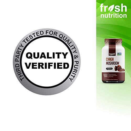 Organic Chaga Mushrooms Strongest DNA Verified 1650mg Per Serving Immunity Support and Energy Booster, Superfood, Antioxidant, Digestion, High in Fiber Non GMO, Gluten and Soy Free, Vegan Friendly