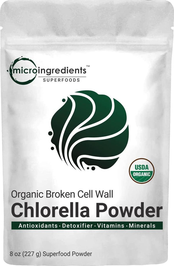 Organic Chlorella Powder 8 Ounce, Superfoods for Rich Vitamins, Proteins, Chlorophyll, Minerals, Amino Acids, Fatty Acids and Fiber, No Irradiated, No Contaminated, No GMOs and Vegan Friendly