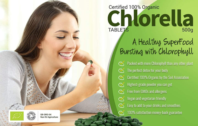 Organic Chlorella Tablets (300 x 500mg), MySuperFoods, Incredibly High Chlorophyll Content, Bursting with Nutrients, Certified Organic, Healthy Edible Algae, Add to Drinks and Smoothies